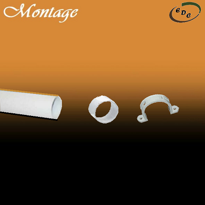 Longueur de tube PVC - 1m + Bague + Support